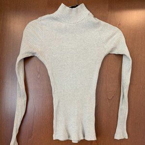 Sissy-Boy Grey Ribbed Fitted Mock-Neck Turtleneck
